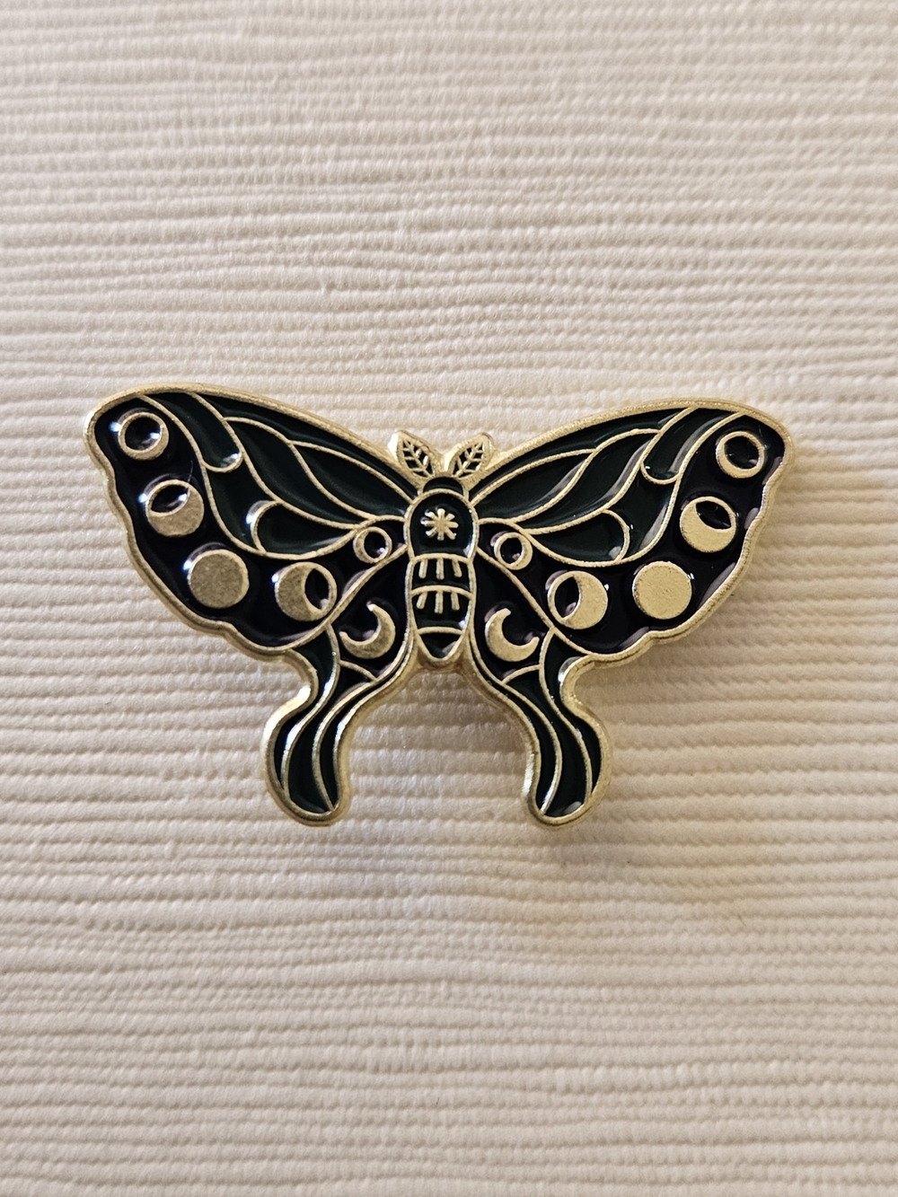 Moon Phase Moth Enamel Pin 4 For $20 - Black and Gold